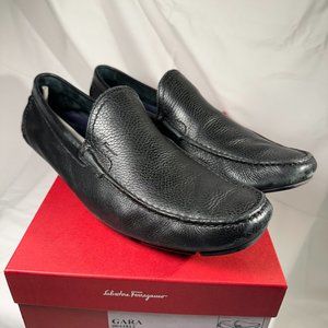 Salvatore Ferragamo Gara Leather Driver' In Black